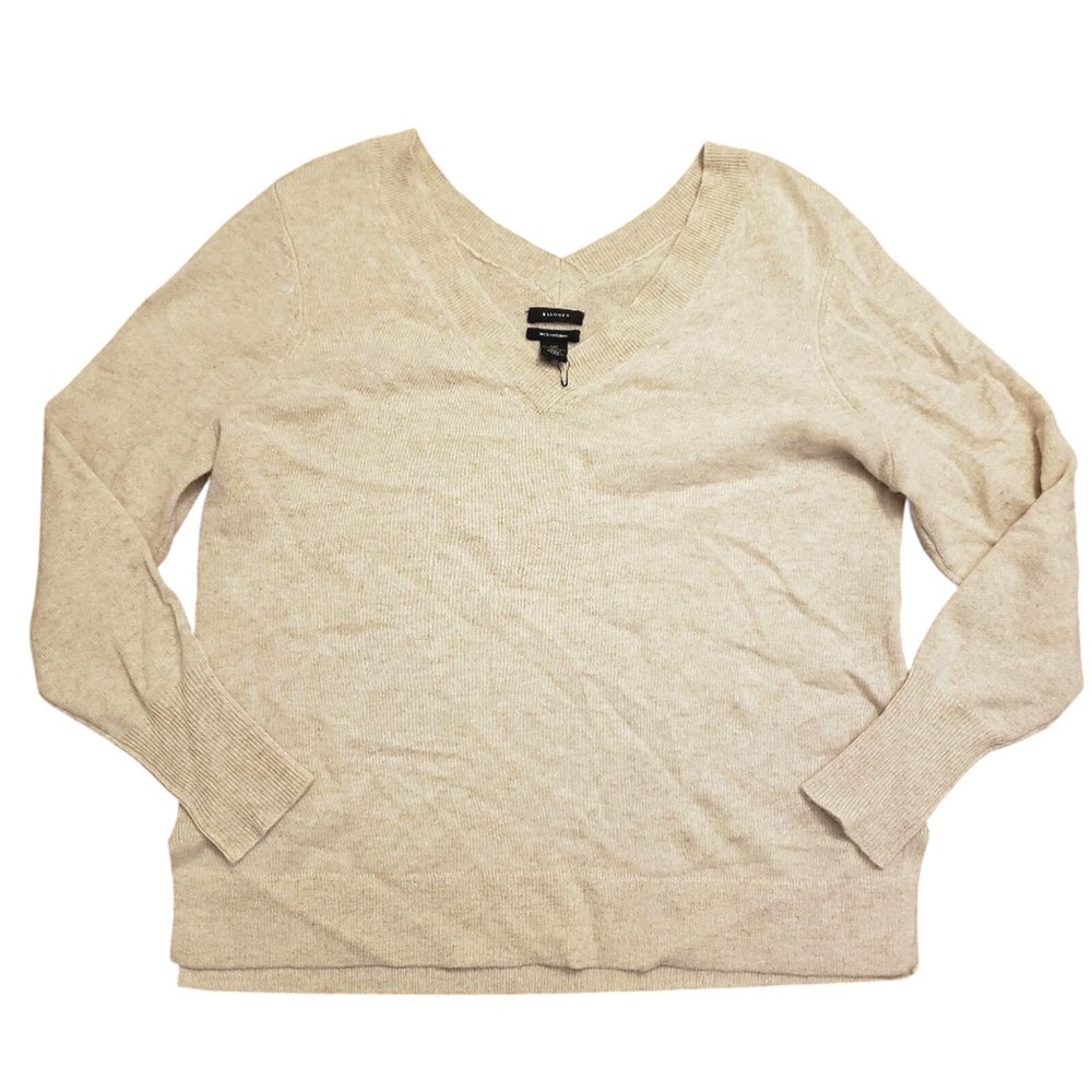 Halogen 100% Cashmere Sweater Womens XXL 2X V-Neck Tan Soft Nordstrom NEW